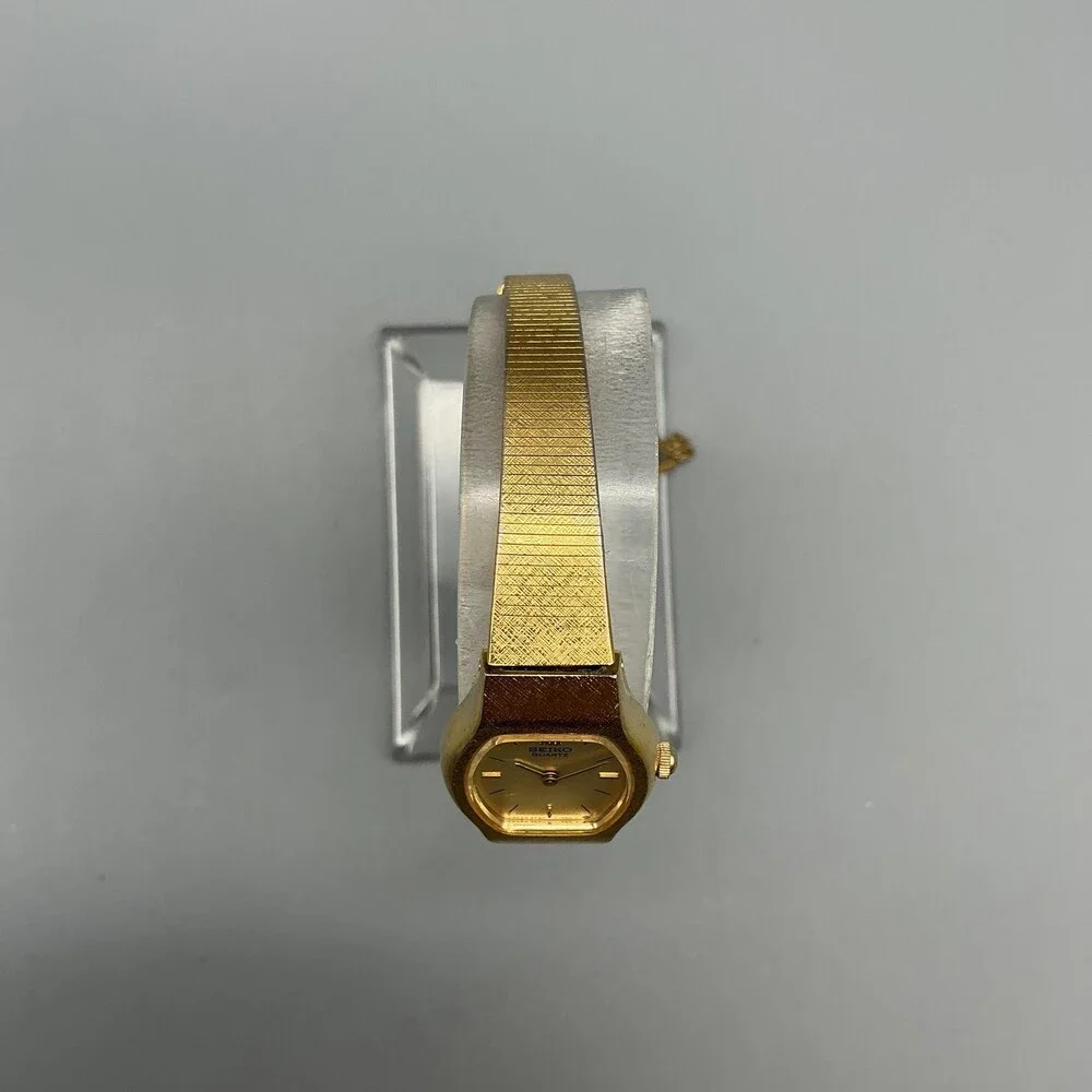 Vtg Seiko 2P20-5529 Womens Watch 16mm Champagne Dial Gold Tone New Battery 5.25